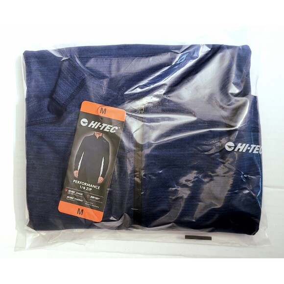HI-TEC Men's M 1/4 Zip Performance Pullover UPF 50+ Thermo Easy Care Navy NWT - Picture 3 of 12